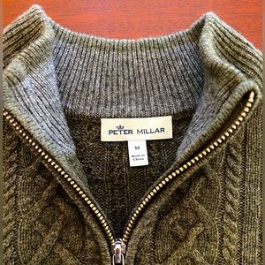 Peter Millar - Crown Men's Cable Quarter-Zip - Medium - Green